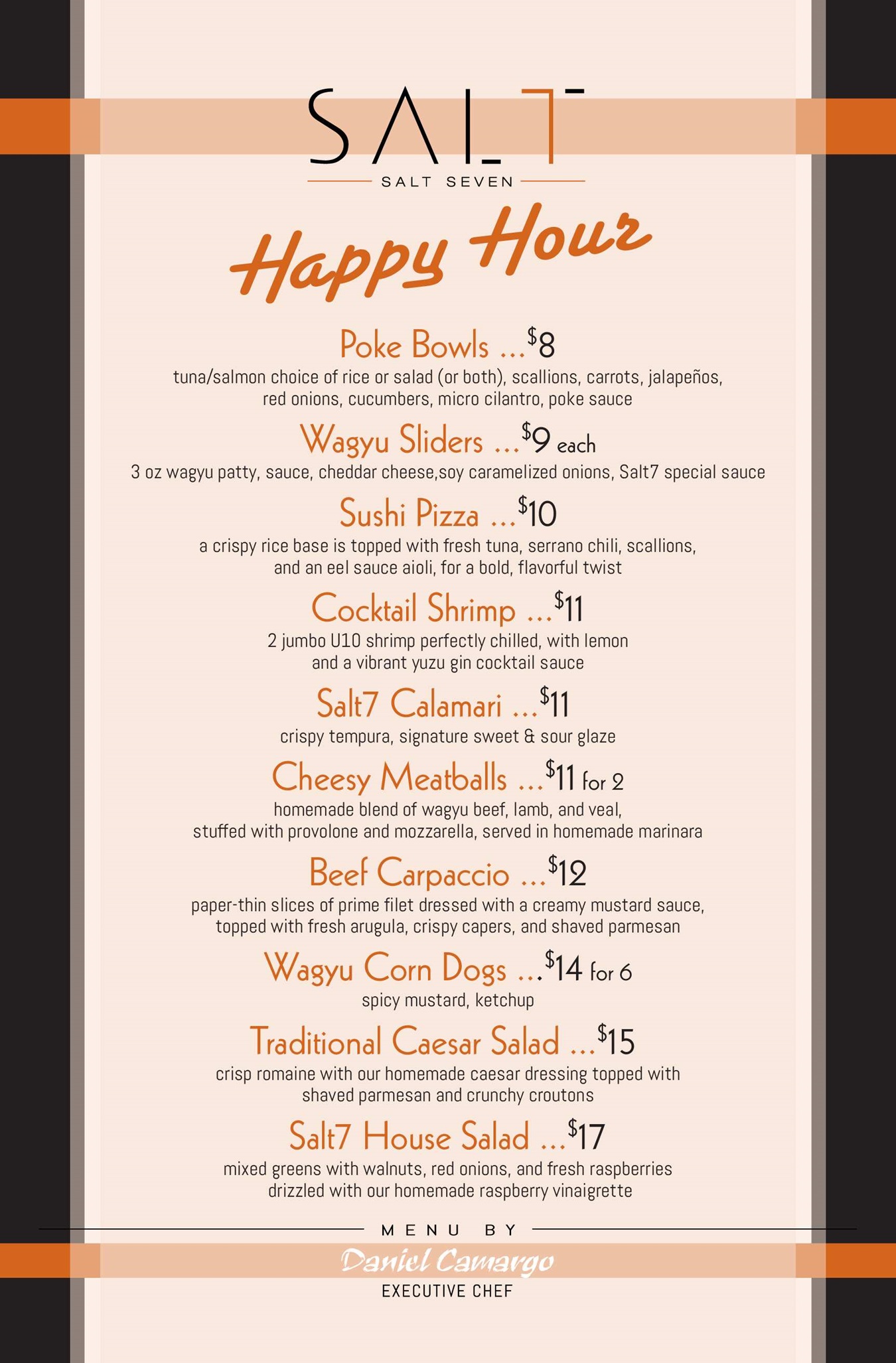 Salt7 Happy Hour Menu February 2025